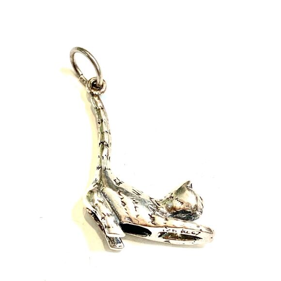 .925 Cat Sterling Silver Jewelry Charm #cat lovers - Picture 1 of 5